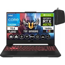 Asus Tuf Gaming F15 FX507VI-LP096 13. Nesil Intel I7-13620H 96GB Ddr5 Ram  2tb SSD Freedos 15.6 Inç Fhd 144Hz 8GB/RTX4070 140W Taşınabilir Bilgisayar FX507VI-LP09615+WEBLEGELSINÇANTA