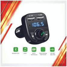 Cabbaroğlu Ticaret Car X8 Araç Fm Transmitter 5.0 Bluetooth Araç Kiti USB Mp3 Sd Kart Çakmaklık Girişli