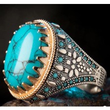 Pigado 925 Ayar Gümüş Firuze Taşlı Turkuaz Yüzük