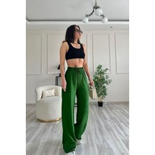 CMZ Collection Kadın Yazlık Bol Paça Lastikli Yüksek Bel Çift Cep Bürümcük Dökümlü Plazzo Pantolon