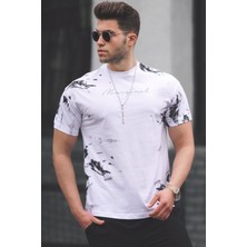 Madmext Beyaz Over Fit Erkek Tişört 5207