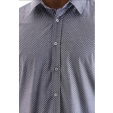 Catto Peak Indigo Ekose Kareli Pamuk Polyester Regular Erkek Gömlek