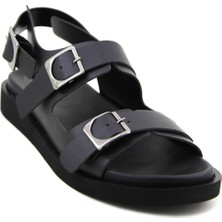 Gdt Ayakkabı Siyah Renk Bantlı Kemerli Tokalı Kadın Sandalet