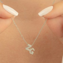 Usho Jewelry 925 Ayar Gümüş Ikili Harf Kolye