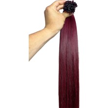 Halit Can HairKing 70CM Uzbek (Şarap Kızılı Renki) 100ADET, 100GR ,mikro Kaynak [100% Gerçek Insan Saçı]