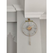 Harika Crown Gravity Pendulum Camlı Modern Dekoratif Sarkaçlı Metal Duvar Saati 40 Çap-65 Boy