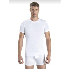 Jiber 104 Erkek Sıfır Yaka Fanila Atlet Beyaz Renk 3 Adet Konforlu İç Giyim