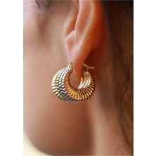 Yenigün Kuyumculuk 14 Ayar Altın Üç Renk Halka Küpe (Çap: 1.8 Cm)