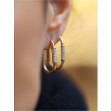 Yenigün Kuyumculuk 14 Ayar Altın 2.5 cm Ataç Taşlı Küpe