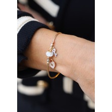 Yenigün Kuyumculuk 14 Ayar Altın Beyaz Taşlı Bileklik