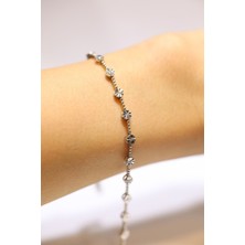 Yenigün Kuyumculuk 14 Ayar Beyaz Altın Taşlı Bileklik