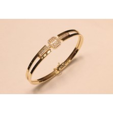 Güler Kuyumculuk Altın Baget Taşlı Kaburga Kelepçe Bilezik