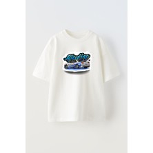 Nmg Tekstil  Beyaz Oversize Pamuk Nissan Skyline R34 Baskılı Örme T-Shirt
