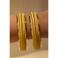 Yenigün Kuyumculuk 14 Ayar Altın Ikili Mat Simli Bilezik