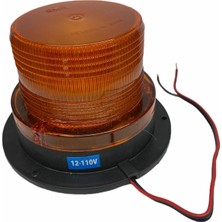 Emir 12V-110V Çakar Flaş Tepe Lamba Mıknatıslı Kablolu Ledli (85*93 Mm) Turuncu