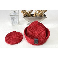 Double Knot Design 7 Prç Bardak Altlığı Set Tress Supla Jüt Hediyelik