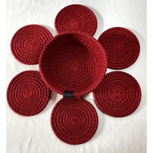 Double Knot Design 7 Prç Bardak Altlığı Set Tress Supla Jüt Hediyelik