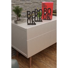 Risingmaber Dekoratif Book Yazı Tasarımlı Kitap Tutucu Desteği Mat Siyah
