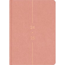 Matt Notebook 2024 2025 A5 Keten Akademik Ajanda 15 x 21 cm 17 Aylık Pembe