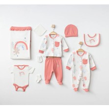 Aziz Bebe Mercan Desenli Çıtçıtlı Yaka 5'li Hastane Çıkış Seti 005342