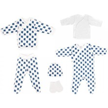 Sevi Bebe 530.170 Premature 6'lı Zıbın Seti Mavi Çiçek Desenli