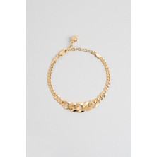 So CHIC İtalyan 18 Ayar Sarı Altın Kaplama 19 Cm Gümüş Zincir Bileklik