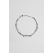 So CHIC İtalyan 18 Ayar Beyaz Altın Kaplama 19 Cm Gümüş Zincir Bileklik