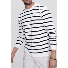 Tarz Cool Erkek Bisiklet Yaka Çizgili Casual Triko Kazak