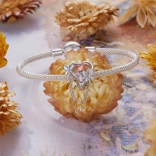 Jeffrry1 Pendant Charm Pembe Aşk Zircon ve Dans Etkisi Kadınlar Için Karşılaştırılmış Farklı Bileklikler ve Kolye 925 Gümüş (Yurt Dışından)