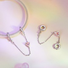 Jeffrry1 Pendant Charm Pembe Kalp Silikon Güvenlik Zinciri Kadınlar Için Karşılaştırılmış Farklı Bileklikler ve Kolye 925 Gümüş (Yurt Dışından)