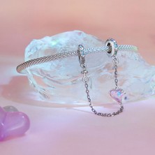 Jeffrry1 Pendant Charm Pembe Kalp Silikon Güvenlik Zinciri Kadınlar Için Karşılaştırılmış Farklı Bileklikler ve Kolye 925 Gümüş (Yurt Dışından)