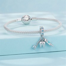 Jeffrry1 Pendant Charm Üç Parça Araç Fırçası Ayarlayın Kadınlar Için Karşılaştırılmış Farklı Bileklikler ve Kolye 925 Gümüş (Yurt Dışından)