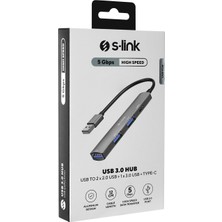 S-Lınk SW-U322 2*usb2.0, 1*usb3.0, 1*type-C Metal USB Hub Çoklayıcı