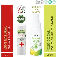 INCIA %100 Doğal Doğal Koruyucu Vücut Losyonu Sprey Yenidoğan 50 ml & %100 Doğal Doğal Sos Stick 6 G Set