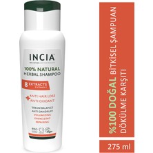 INCIA %100 Doğal Saç Dökülmesine Karşı Etkili Şampuan 8 Değerli Bitki Ekstresi Vegan 275 ml