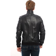 Sare Mod Saremod Siyah Slim-Fit Erkek Deri Ceket