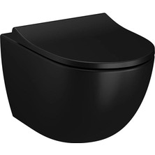 VitrA S60 Smoot Flush Mat Siyah Asma Klozet 7510B083-0090, Vitra Integra Slim Mat Siyah Kapak 131-483-009