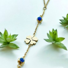Lola Jewelry Luxury Steel Gold Renk Nazar Boncuklu Yoncalı Şahmeran