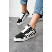 Ayax Dama Desenli Siyah Beyaz Günlük Unisex (Kadın/Erkek) Sneaker