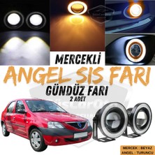 ŞüsCarOto Aksesuar Dacia Logan Uyumlu Üniversal Mercekli Angel Sis Farı Metal Su Geçirmez 76 mm Turuncu Halkalı Gündüz Farı Angel Eyes 2 Adet