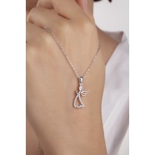 Gümüş Vadisi Kadın Orjinal 925 Ayar Gümüş Zirkon Taşlı Melek Kanatlı Model Kolye