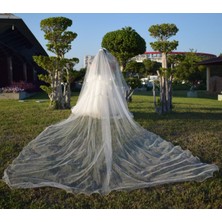 Uzun Gelinlik Veya Nikah Duvağı 1.kalite Tül 5 mt Boyunda