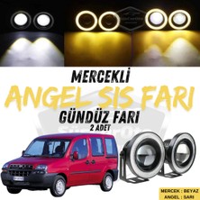 ŞüsCarOto Aksesuar Fiat Doblo D1 2000-2005 Uyumlu Üniversal Mercekli Angel Sis Farı Metal Su Geçirmez 76 mm Sarı Halkalı Gündüz Farı Angel Eyes 2 Adet