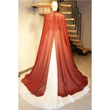 Paris in Paris Bordo Şifon Kaftan-Gelinlik Üstü Pelerin-Bindallı-Bordo Şifon Kaftan-Bordo Kına Elbisesi