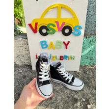 Vosvosbaby Siyah Bot Keten Çocuk Ayakkabı