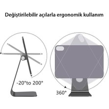 M.tk moveteck Apple iPad Air-Pro 13 İnç Manyetik Magsafe Mıknatıslı Metal Aleminyum Tutucu 360° Dönebilen Ayarlı Stand
