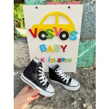 Vosvosbaby Siyah Bot Keten Çocuk Ayakkabı