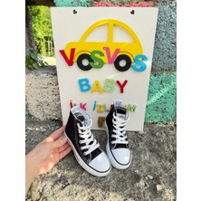 Vosvosbaby Siyah Bot Keten Çocuk Ayakkabı