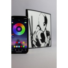 Domini Deadpool - Rgb LED Işıklı 3 Boyutlu Tabela - 18.5cm x 20CM x 2cm (Bluetooth Kontrollü)