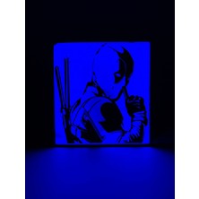 Domini Deadpool - Rgb LED Işıklı 3 Boyutlu Tabela - 18.5cm x 20CM x 2cm (Bluetooth Kontrollü)